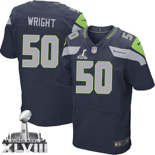 NFL K.J. Wright Seattle Seahawks Elite Team Color Home Super Bowl XLVIII Nike Jersey - Navy Blue