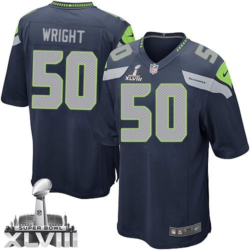NFL K.J. Wright Seattle Seahawks Game Team Color Home Super Bowl XLVIII Nike Jersey - Navy Blue