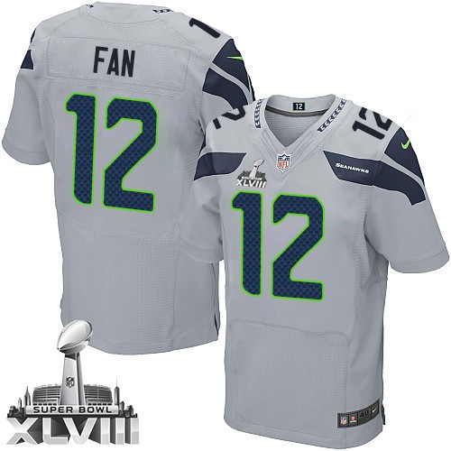 NFL 12th Fan Seattle Seahawks Elite Alternate Super Bowl XLVIII Nike Jersey - Grey