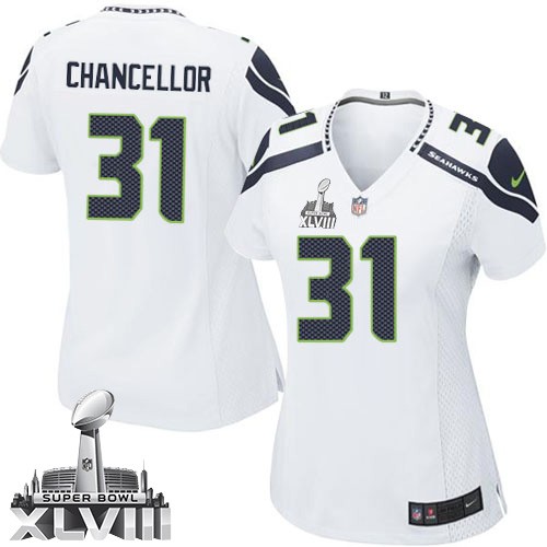 NFL Kam Chancellor Seattle Seahawks Women's Elite Road Super Bowl XLVIII Nike Jersey - White NFL Kam Chancellor Seattle Seahawks Women's Elite Road Super Bowl XLVIII Nike Jersey - White