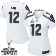 NFL 12th Fan Seattle Seahawks Women's Limited Road Super Bowl XLVIII Nike Jersey - White