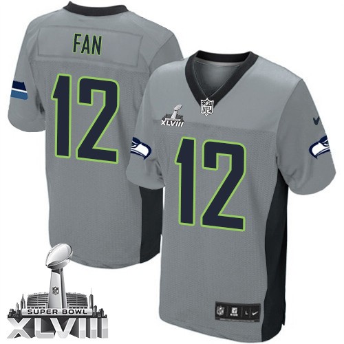 NFL 12th Fan Seattle Seahawks Elite Super Bowl XLVIII Nike Jersey - Grey Shadow