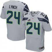 NFL Marshawn Lynch Seattle Seahawks Elite Alternate C Patch Nike Jersey - Grey
