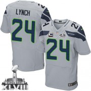 NFL Marshawn Lynch Seattle Seahawks Elite Alternate Super Bowl XLVIII C Patch Nike Jersey - Grey