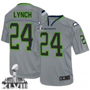 NFL Marshawn Lynch Seattle Seahawks Elite Super Bowl XLVIII Nike Jersey - Lights Out Grey