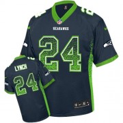 NFL Marshawn Lynch Seattle Seahawks Elite Drift Fashion Nike Jersey - Navy Blue