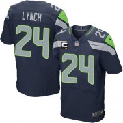 NFL Marshawn Lynch Seattle Seahawks Elite Team Color Home C Patch Nike Jersey - Navy Blue