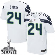 NFL Marshawn Lynch Seattle Seahawks Elite Road Super Bowl XLVIII Nike Jersey - White