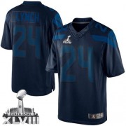NFL Marshawn Lynch Seattle Seahawks Limited Drenched Super Bowl XLVIII Nike Jersey - Navy Blue