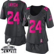 NFL Marshawn Lynch Seattle Seahawks Women's Elite Dark Breast Cancer Awareness Super Bowl XLVIII Nike Jersey - Grey