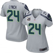 NFL Marshawn Lynch Seattle Seahawks Women's Elite Alternate C Patch Nike Jersey - Grey
