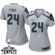 NFL Marshawn Lynch Seattle Seahawks Women's Elite Alternate Super Bowl XLVIII Nike Jersey - Grey