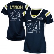 NFL Marshawn Lynch Seattle Seahawks Women's Elite Draft Him Shimmer Nike Jersey - Navy Blue