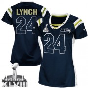 NFL Marshawn Lynch Seattle Seahawks Women's Elite Draft Him Shimmer Super Bowl XLVIII Nike Jersey - Navy Blue