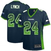 NFL Marshawn Lynch Seattle Seahawks Women's Elite Drift Fashion Nike Jersey - Navy Blue