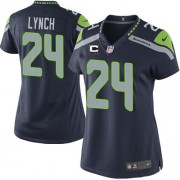 NFL Marshawn Lynch Seattle Seahawks Women's Elite Team Color Home C Patch Nike Jersey - Navy Blue