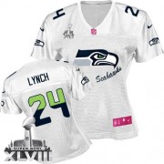 NFL Marshawn Lynch Seattle Seahawks Women's Elite Fem Fan Super Bowl XLVIII Nike Jersey - White