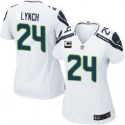 NFL Marshawn Lynch Seattle Seahawks Women's Elite Road C Patch Nike Jersey - White