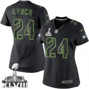 NFL Marshawn Lynch Seattle Seahawks Women's Game Super Bowl XLVIII Nike Jersey - Black Impact