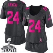 NFL Marshawn Lynch Seattle Seahawks Women's Game Dark Breast Cancer Awareness Super Bowl XLVIII Nike Jersey - Grey