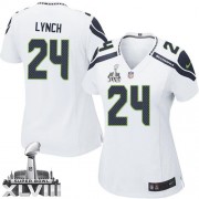 NFL Marshawn Lynch Seattle Seahawks Women's Game Road Super Bowl XLVIII Nike Jersey - White