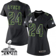 NFL Marshawn Lynch Seattle Seahawks Women's Limited Super Bowl XLVIII Nike Jersey - Black Impact