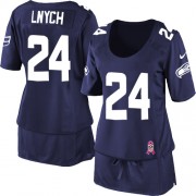 NFL Marshawn Lynch Seattle Seahawks Women's Limited Breast Cancer Awareness Nike Jersey - Navy Blue