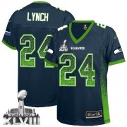 NFL Marshawn Lynch Seattle Seahawks Women's Limited Drift Fashion Super Bowl XLVIII Nike Jersey - Navy Blue