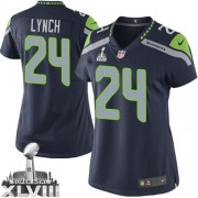 NFL Marshawn Lynch Seattle Seahawks Women's Limited Team Color Home Super Bowl XLVIII Nike Jersey - Navy Blue