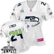 NFL Marshawn Lynch Seattle Seahawks Women's Limited Fem Fan Super Bowl XLVIII Nike Jersey - White