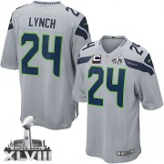 NFL Marshawn Lynch Seattle Seahawks Youth Elite Alternate Super Bowl XLVIII C Patch Nike Jersey - Grey