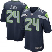 NFL Marshawn Lynch Seattle Seahawks Youth Elite Team Color Home C Patch Nike Jersey - Navy Blue