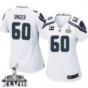 NFL Max Unger Seattle Seahawks Women's Elite Road Super Bowl XLVIII C Patch Nike Jersey - White