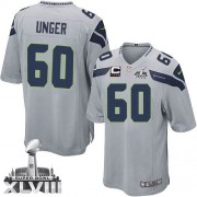 NFL Max Unger Seattle Seahawks Youth Elite Alternate Super Bowl XLVIII C Patch Nike Jersey - Grey
