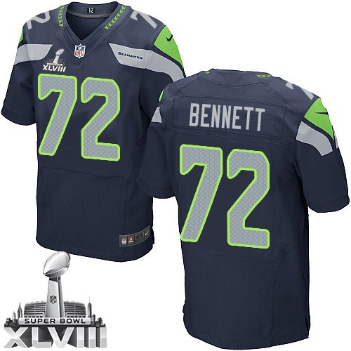 NFL Michael Bennett Seattle Seahawks Elite Team Color Home Super Bowl XLVIII Nike Jersey - Navy Blue