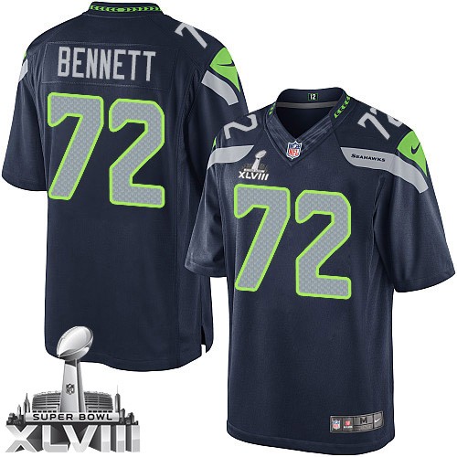 NFL Michael Bennett Seattle Seahawks Limited Team Color Home Super Bowl XLVIII Nike Jersey - Navy Blue NFL Michael Bennett Seattle Seahawks Limited Team Color Home Super Bowl XLVIII Nike Jersey - Navy Blue