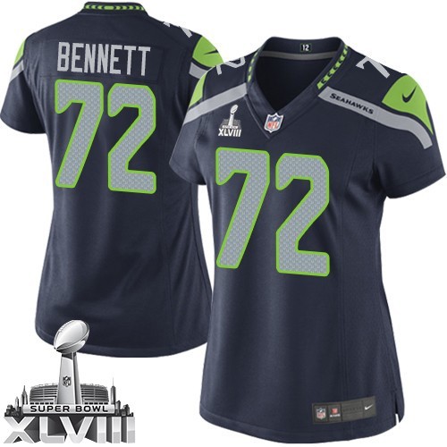 NFL Michael Bennett Seattle Seahawks Women's Limited Team Color Home Super Bowl XLVIII Nike Jersey - Navy Blue