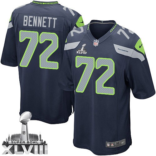 NFL Michael Bennett Seattle Seahawks Youth Elite Team Color Home Super Bowl XLVIII Nike Jersey - Navy Blue