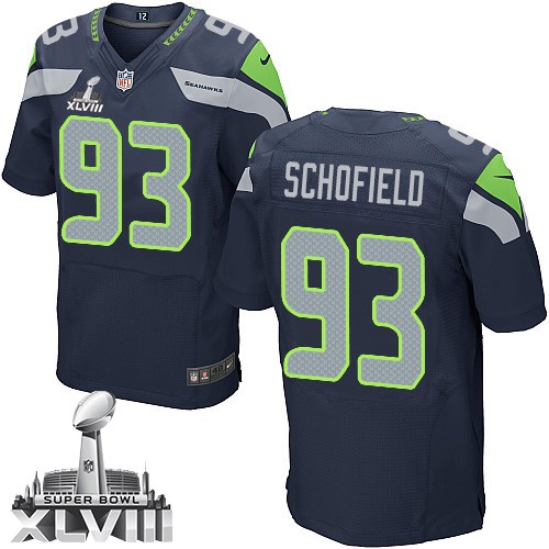NFL O'Brien Schofield Seattle Seahawks Elite Team Color Home Super Bowl XLVIII Nike Jersey - Navy Blue