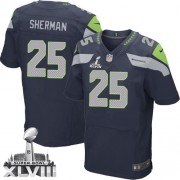 NFL Richard Sherman Seattle Seahawks Elite Team Color Home Super Bowl XLVIII Nike Jersey - Navy Blue