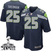 NFL Richard Sherman Seattle Seahawks Game Team Color Home Super Bowl XLVIII Nike Jersey - Navy Blue