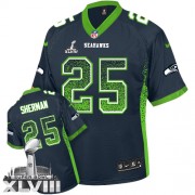 NFL Richard Sherman Seattle Seahawks Limited Drift Fashion Super Bowl XLVIII Nike Jersey - Navy Blue