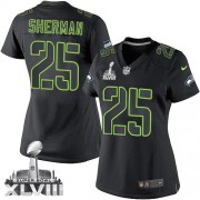 NFL Richard Sherman Seattle Seahawks Women's Elite Super Bowl XLVIII Nike Jersey - Black Impact