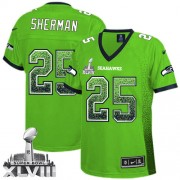 NFL Richard Sherman Seattle Seahawks Women's Elite Drift Fashion Super Bowl XLVIII Nike Jersey - Green