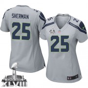 NFL Richard Sherman Seattle Seahawks Women's Elite Alternate Super Bowl XLVIII Nike Jersey - Grey
