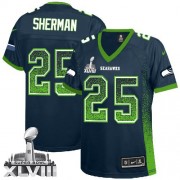 NFL Richard Sherman Seattle Seahawks Women's Elite Drift Fashion Super Bowl XLVIII Nike Jersey - Navy Blue