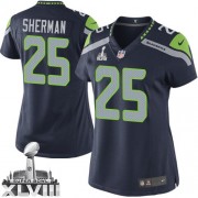 NFL Richard Sherman Seattle Seahawks Women's Elite Team Color Home Super Bowl XLVIII Nike Jersey - Navy Blue