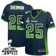 NFL Richard Sherman Seattle Seahawks Women's Game Drift Fashion Super Bowl XLVIII Nike Jersey - Navy Blue