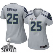 NFL Richard Sherman Seattle Seahawks Women's Limited Alternate Super Bowl XLVIII Nike Jersey - Grey