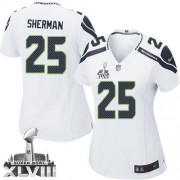 NFL Richard Sherman Seattle Seahawks Women's Limited Road Super Bowl XLVIII Nike Jersey - White